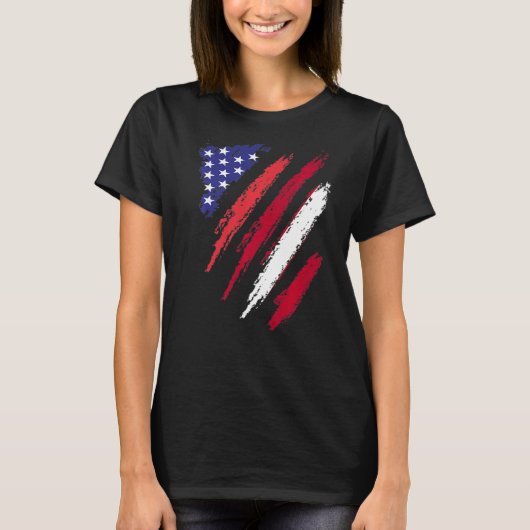Letland Amerikaanse vlag Amerikaanse patriot Herit T-shirt (Voorkant)