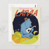 Letland Cartoon vintage-poster Briefkaart (Voorkant / Achterkant)