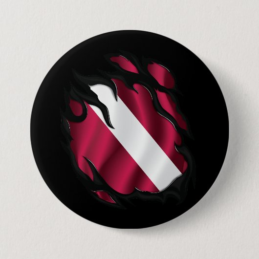 Letland Gescheurde Vlag Ronde Button 7,6 Cm (Voorkant)