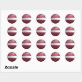 Letland Glossy Circle Flag Ronde Sticker (Vel)