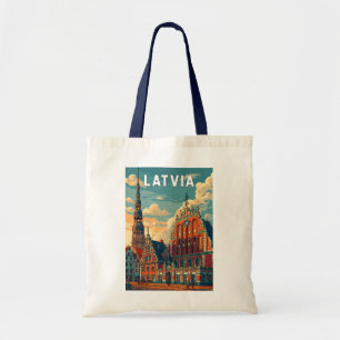 Letland Illustratie Reis Kunst Vintage Tote Bag