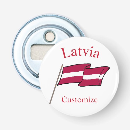 Letland Land Vlag Thunder_Cove Button Flesopener (Voorkant)
