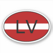 LETLAND Landcode Ovale Sticker met Flag-Perfect (Voorkant)