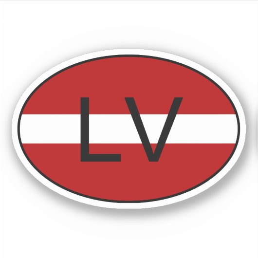 LETLAND Landcode Ovale Sticker met Flag-Perfect (Voorkant)