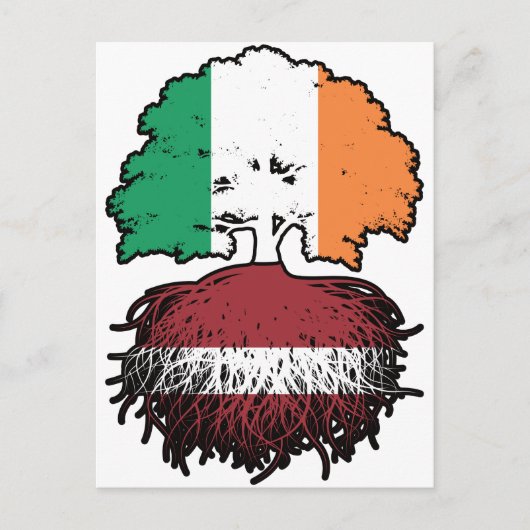 Letland Lets Irish Ireland Tree Roots Flag Briefkaart (Voorkant)