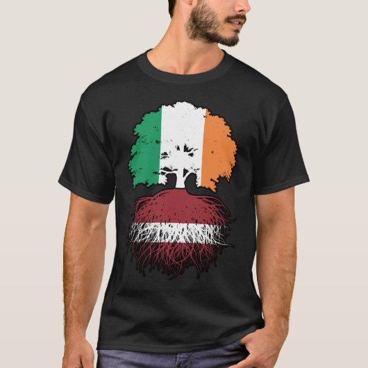 Letland Lets Irish Ireland Tree Roots Flag T-shirt (Voorkant)