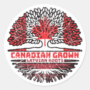 Letland - Letse Canadese vlag voor bomen Ronde Sticker