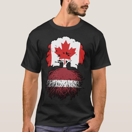 Letland - Letse Canadese vlag voor bomen T-shirt (Voorkant)