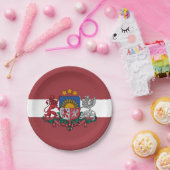 Letland, Letse vlag partij, verjaardag / sport Papieren Bordje (Feest)