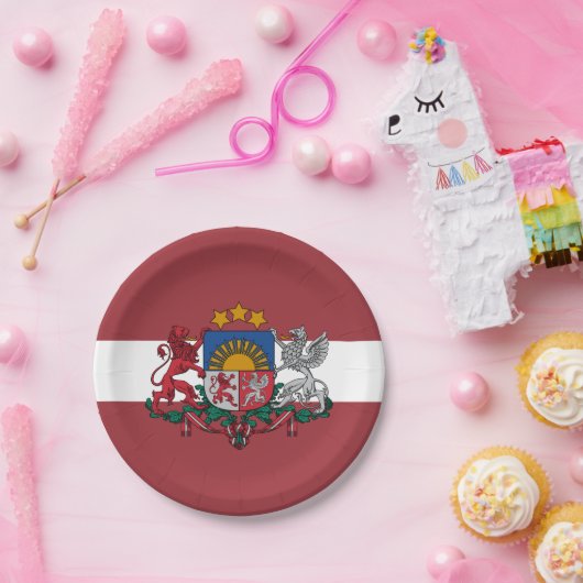 Letland, Letse vlag partij, verjaardag / sport Papieren Bordje (Feest)