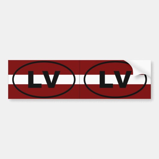 Letland LV Europese ovaal Bumpersticker (Voorkant)