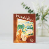 Letland, meisje in de trein die door het raam kijk briefkaart (Staand voorkant)