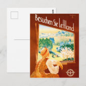 Letland, meisje in de trein die door het raam kijk briefkaart (Voorkant / Achterkant)