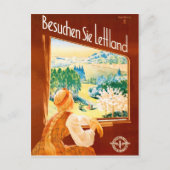 Letland, meisje in de trein die door het raam kijk briefkaart (Voorkant)