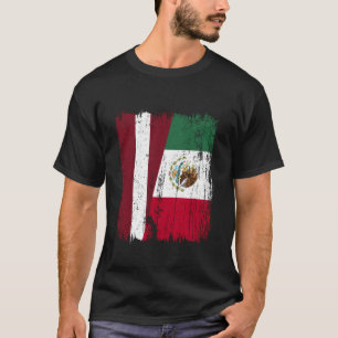 Letland Mexico Halve Vlag Letse Mexicaanse Erfgoed T-shirt