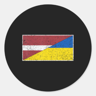 LETLAND OEKRAÏNE FLAG LETLAND OEKRAÏNE NATIONALITE RONDE STICKER