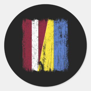 Letland Oekraine Half Vlag Letse Oekraïense Erfgoe Ronde Sticker