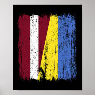 Letland Oekraine Halfvlag Letse Oekraïense Erfgoed Poster