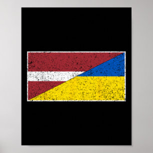 Letland Oekraine Vlag Letse Oekraïense Nationalite Poster