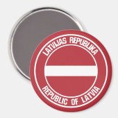Letland-ronde Emblem Magneet (Voorkant / Achterkant)