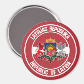 Letland-ronde Emblem Magneet (Voorkant / Achterkant)