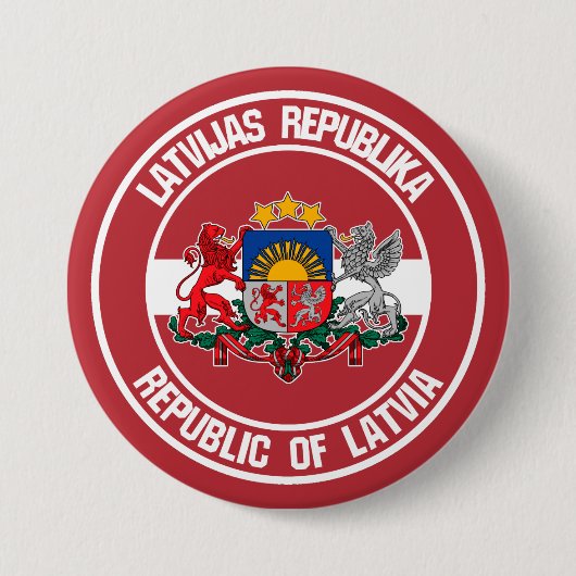 Letland-ronde Emblem Ronde Button 7,6 Cm (Voorkant)