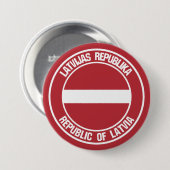Letland-ronde Emblem Ronde Button 7,6 Cm (Voorkant /achterkant)