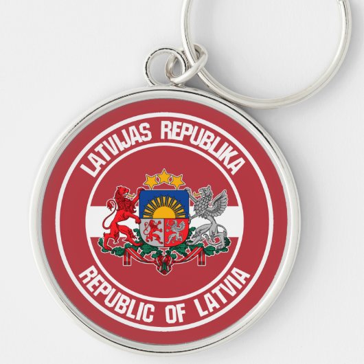 Letland-ronde Emblem Sleutelhanger (Voorkant)