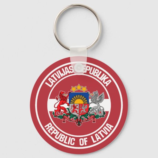 Letland-ronde Emblem Sleutelhanger (Voorkant)