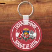 Letland-ronde Emblem Sleutelhanger (Voorkant)