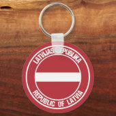 Letland-ronde Emblem Sleutelhanger (Voorkant)