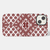 Letland traditioneel rood ontwerp iPhone hoesje (Achterkant horizontaal)