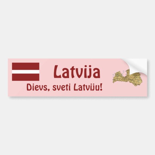 Letland Vlag + Landkaart Bumpersticker (Voorkant)