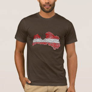 Letland Vlagkleur Kaart T-Shirt