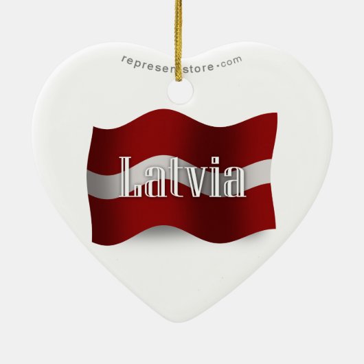 Letland Waving Flag Keramisch Ornament (Achterkant)