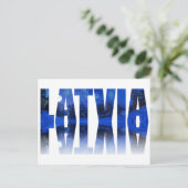 Letland winternachttekst met reflectie briefkaart (Staand voorkant)