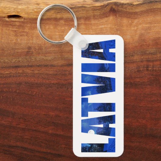 Letland winternachttekst met reflectie sleutelhanger (Voorkant)