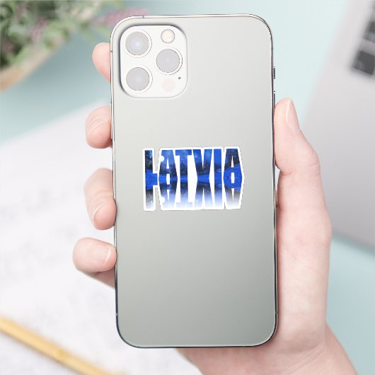 Letland winternachttekst met reflectie sticker (Telefoon)