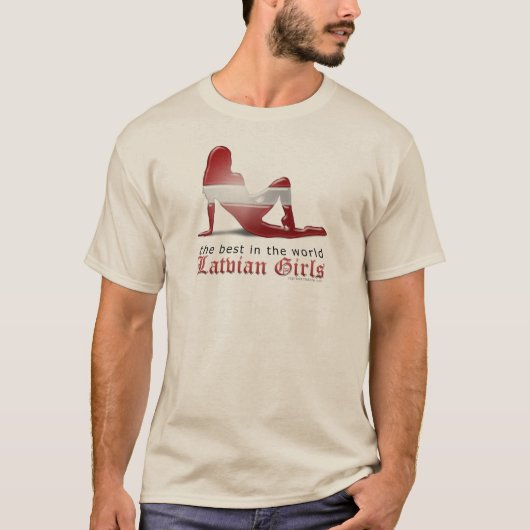 Letlands meisje Silhouette vlag T-shirt (Voorkant)