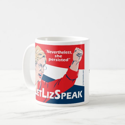 #LetLizSpeak Elizabeth Warren mok - door BJCM Stud (Voorkant links)