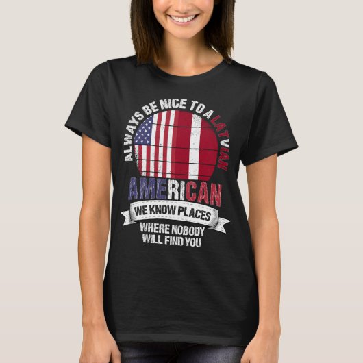 Lets-Amerikaans kennisland Letland vlag T-shirt (Voorkant)