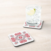 Lets Auseklis Folk art geometric medallion Bier Onderzetter (Rechterzijde)