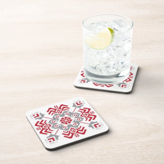 Lets Auseklis Folk art geometric medallion Bier Onderzetter (Rechterzijde)