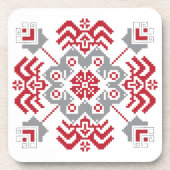Lets Auseklis Folk art geometric medallion Bier Onderzetter (Voorkant)