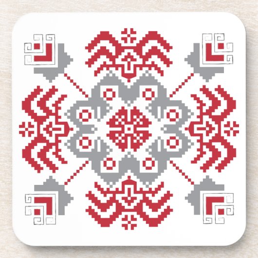 Lets Auseklis Folk art geometric medallion Bier Onderzetter (Voorkant)