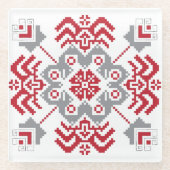 Lets Auseklis Folk art geometric medallion Glazen Onderzetter (Voorkant)