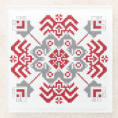 Lets Auseklis Folk art geometric medallion Glazen Onderzetter (Voorkant)