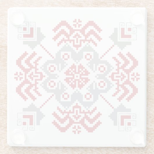 Lets Auseklis Folk art geometric medallion Glazen Onderzetter (Achterkant)