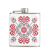 Lets Auseklis Folk art geometric medallion Heupfles (Voorkant)