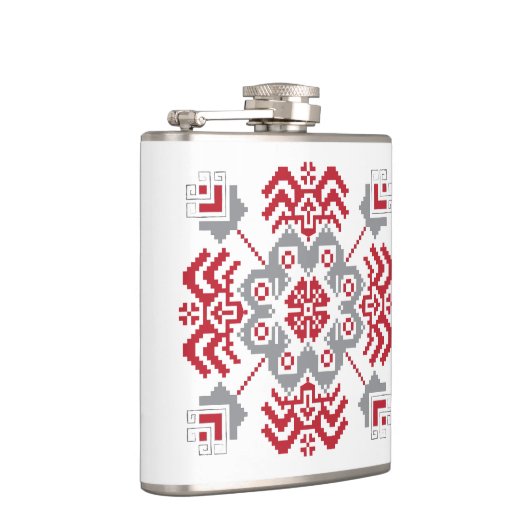 Lets Auseklis Folk art geometric medallion Heupfles (Rechts)